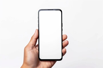 High Definition Picture of Hand Holding Mobile Phone Isolated