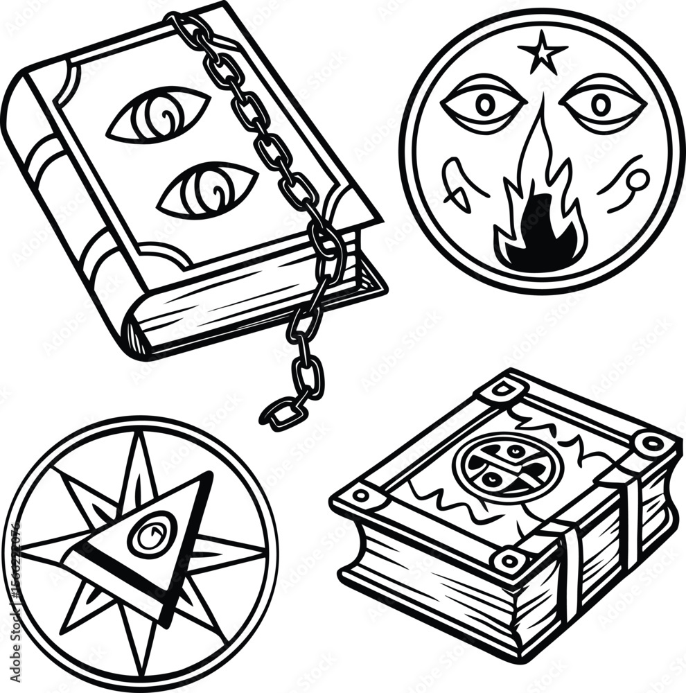 Poster here's a single sentence for naming an image depicting an open book with a book and an open book wit