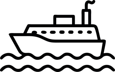 Obraz premium Vector art of a ship sails on the wavy ocean, isolated on white background