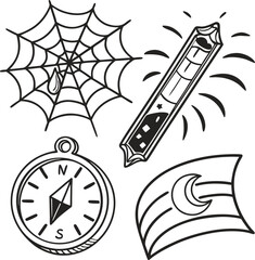 Vector set of black and white grunge business icons for vintage design illustration