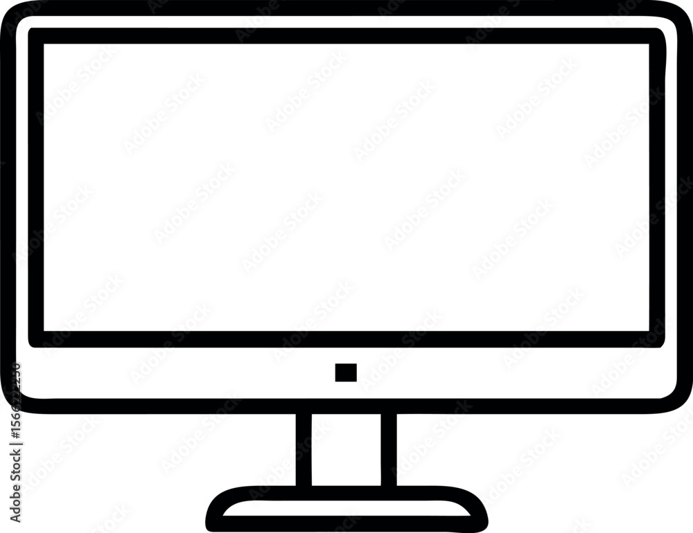 Poster vector art of a black and white icon of a computer monitor isolated on white background