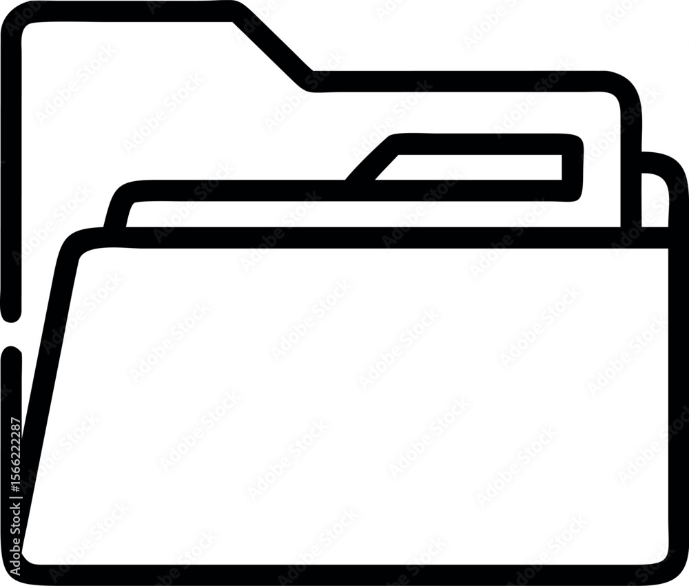Fototapete Vector art of folder icon isolated on white background for file storage