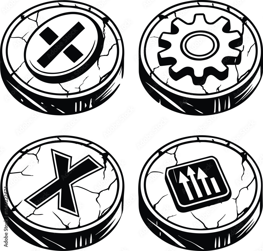 Poster a set of glossy, round vector icons for web design with a shadow effect