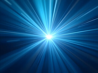 Abstract Blue Radial Burst Background Bright Light Rays Emanating from Center Vivid Shades Deep Cobalt to Light Cyan Dynamic Energy Speed Motion Graphic Design Element