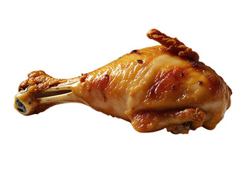 Realistic fried chicken leg with bone. Crispy texture for food display