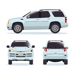 SUV car vehicle from different angles vector set illustration