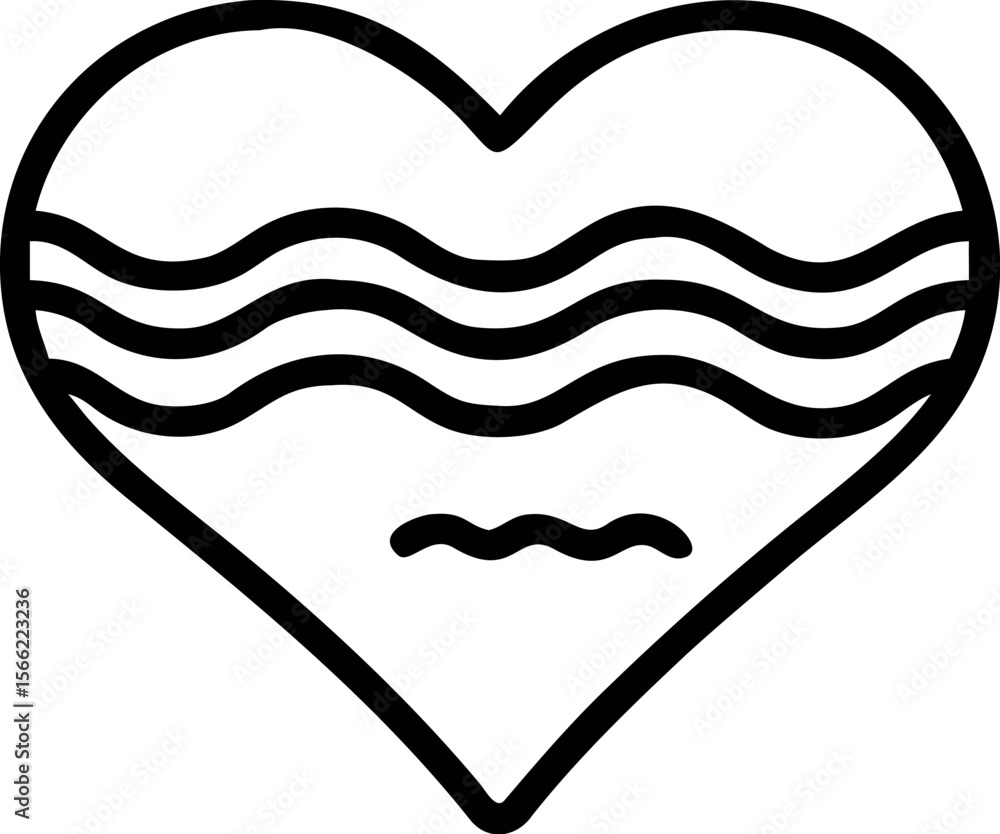 Poster vector art of a heart shape filled with wavy lines isolated on white background