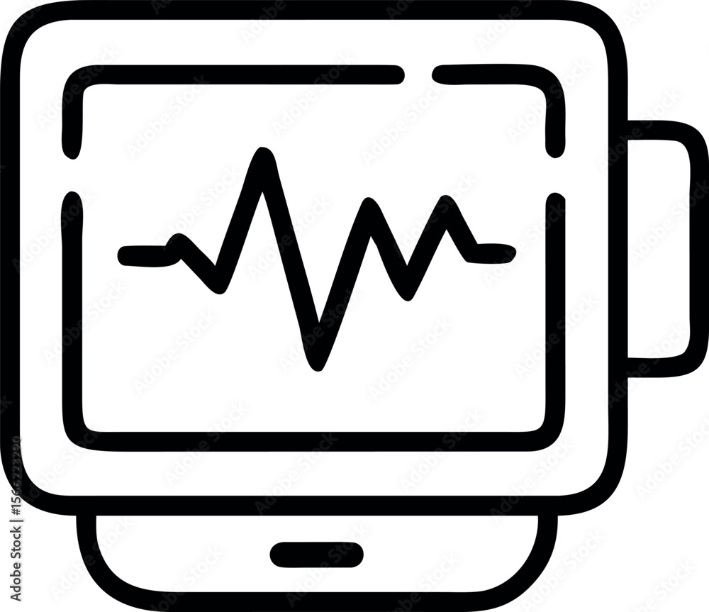 Poster vector art of a monitor displaying a pulse wave isolated on white background