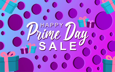 Banner with Happy Prime day sale typography. Prime day sale. Sale vector background template.	