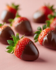 Delicious strawberries dipped in chocolate look tempting and irresistible