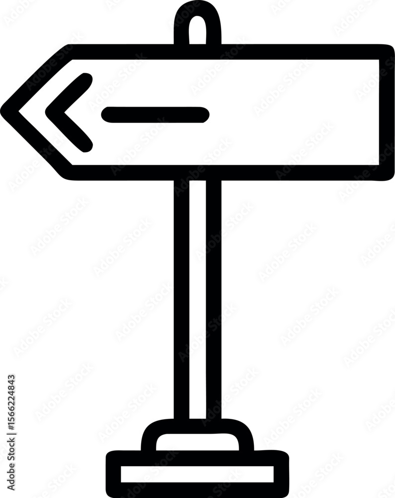 Poster vector art of a directional sign with an arrow pointing left isolated on white background
