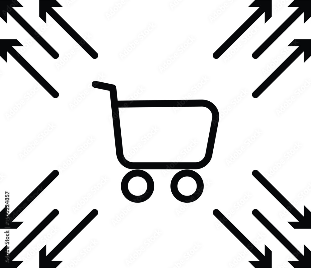 Aufkleber shopping cart with arrows icon representing ecommerce growth, conversion path and sales optimization