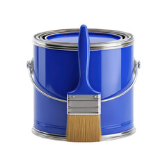 Blue paint can with paintbrush