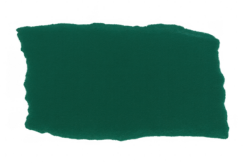 Green paper fragment torn with irregular edges, revealing empty space against transparent backdrop for graphic design element