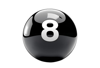 Billiard black pool ball number eight illustration. 3D rendering for game display.