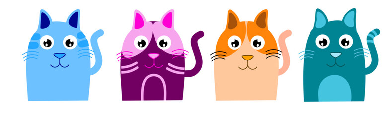 Kitten. Head face contour line silhouette icon. Cute smiling animal. Greeting Card Banner Template. Cute cartoon baby pet character. Flat design. White background vector