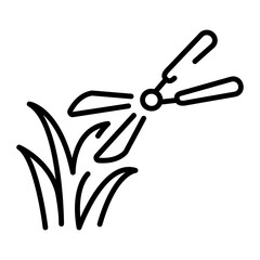 A linear style icon representing cutting grass
