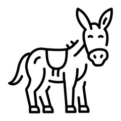 An outline style icon depicting donkey