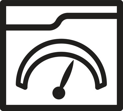 SEO speedometer folder icon representing site speed, performance or SEO audit tool with transparent background