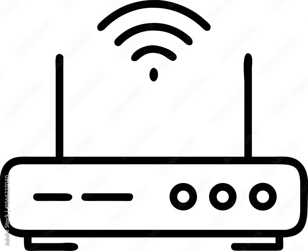 Fototapete vector art of a wireless router transmitting internet signal isolated on white background
