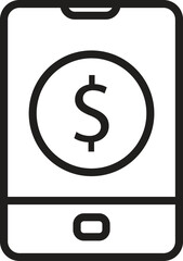 Mobile dollar icon representing mobile marketing performance and revenue tracking with transparent background