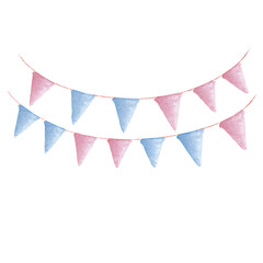 Pastel Pink And Blue Triangle Flags Celebration Decor
