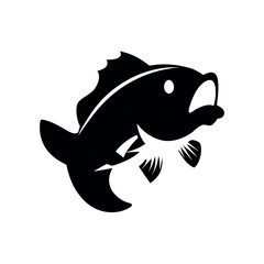Majestic Leaping Fish Black and White Aquatic Animal Illustration