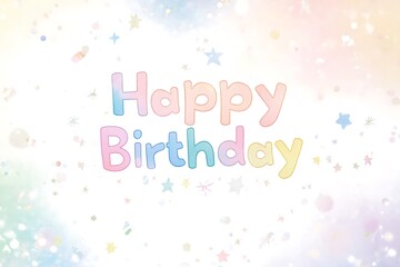 Minimalist layout with clean font spelling out “Happy Birthday.”