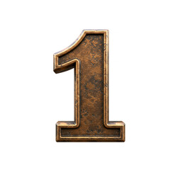 Bronze number 1 on a white background