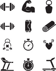 Gym Silhouette Icon Set

