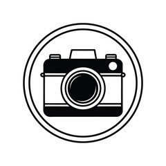 Vintage Camera Icon Classic Photography Symbol, Retro Camera Design, Black and White Image