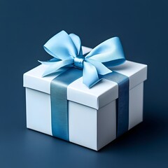 Obraz premium Elegant White Gift Box with Light Blue Ribbon Bow