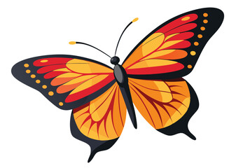 Vibrant Orange and Red Butterfly Illustration Nature's Beauty in Flight