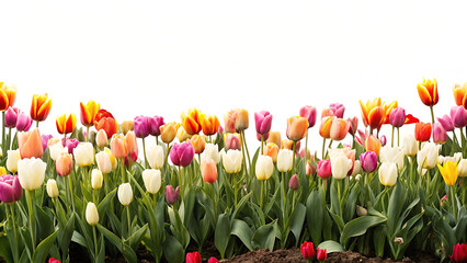 Colorful tulips blooming in spring isolated on a transparent background © bibi kulsum