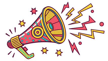 Retro Megaphone Illustration Bold Pop Art Design for Announcement