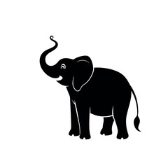 Adorable Baby Elephant Silhouette  Vector Illustration of a Happy Young Elephant