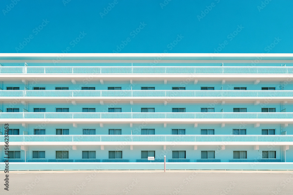 Poster rows of windows create an intriguing chaos on urban building facade