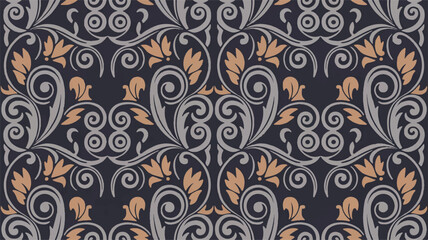Elegant Floral Swirl Damask Pattern Vector EPS