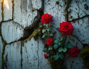 Roses Blooming Through Cracked Wall: A Testament to Resilience and Beauty