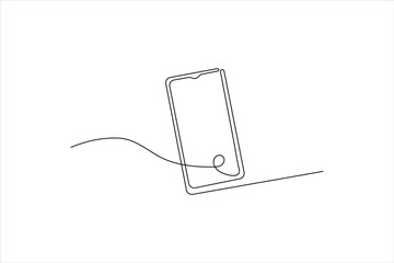 Continuous one line art of smartphone vector illustration premium vector deign
