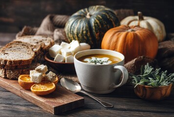 autumn still life with pumpkin