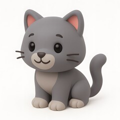 Naklejka premium 3D Cartoon Cat on White Background