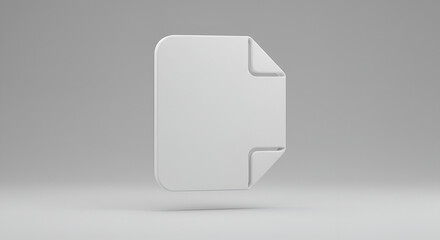 White Document Icon 3D Render with Folded Corners Against Neutral Background