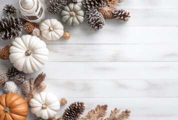 christmas background with pine cones