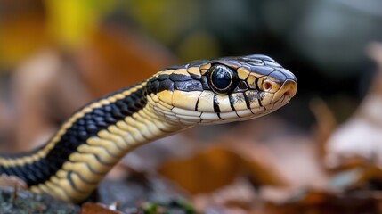 Obraz premium Close-up of a snake's head and neck.