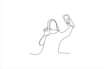 Continuous one line art of smartphone vector illustration premium vector deign
