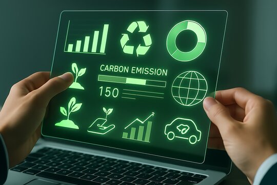 Green technology data display carbon emission sustainability