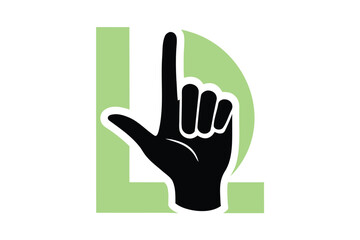 Left hand silhouette showing l gesture in vector graphic