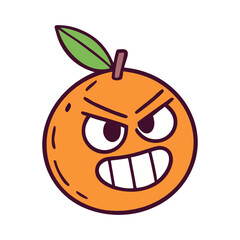 Cute cartoon orange with green leaves cartoon character