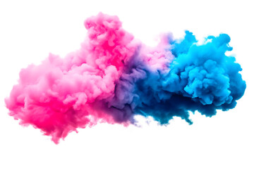Pink blue smoke explosion isolated on a transparent background